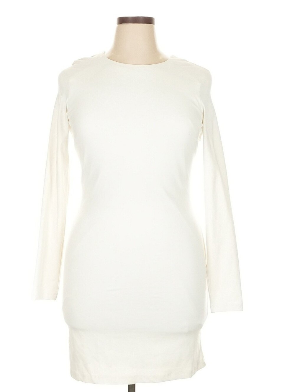Bebe Egret White Long Sleeve Bodycon Mini Dress Size XL Made in USA
